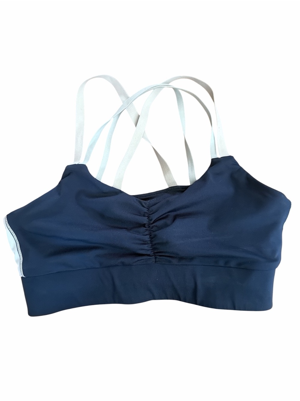 Handful Women's Navy Blue Strappy Sports Bra Recycled Material Medium